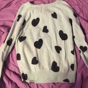 Forever 21 green with black hearts sweater