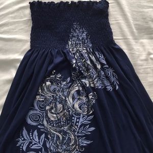 Navy blue tube top dress