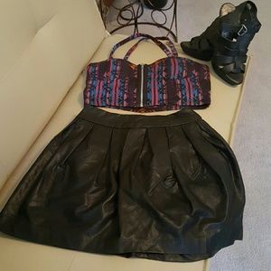 Faux leather mini skirt