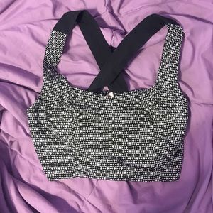 Black and white cross back crop top