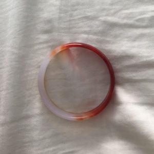 Red and white jade bracelet