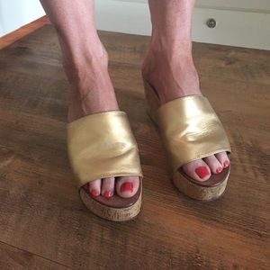 Diane Von Furstenberg gold platform sandals