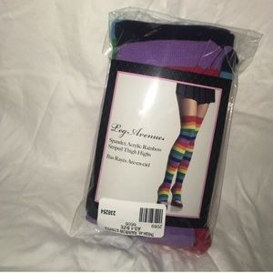 Rainbow thigh high socks