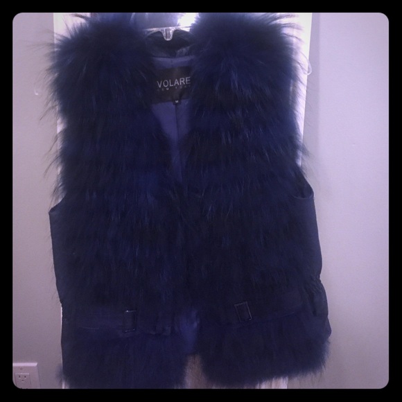 Beautiful Volare NY Blue Fur Vest