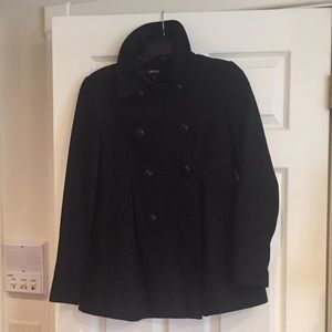 DKNY Black wool pea coat