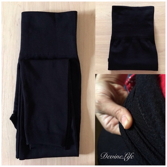 Black Fleece Legging Tummy Tuck Control High Waist - Picture 2 of 3