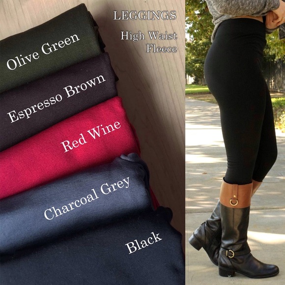 Black Fleece Legging Tummy Tuck Control High Waist - Picture 3 of 3