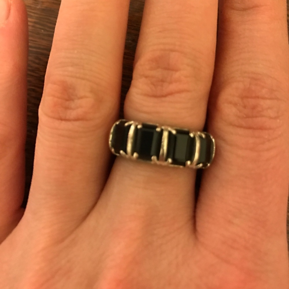 Sterling silver onyx band ring