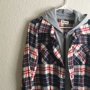 Plaid Hooded Zip Up