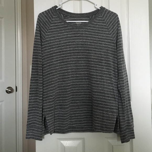 Grey and White Stripes Long Sleeve Shirt