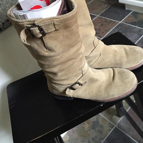 Distressed leather booties