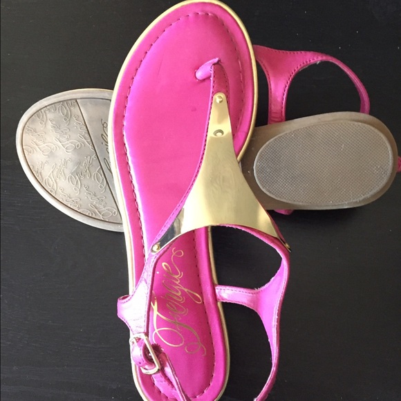 Fergie T-strap sandals with gold accent - Picture 2 of 3