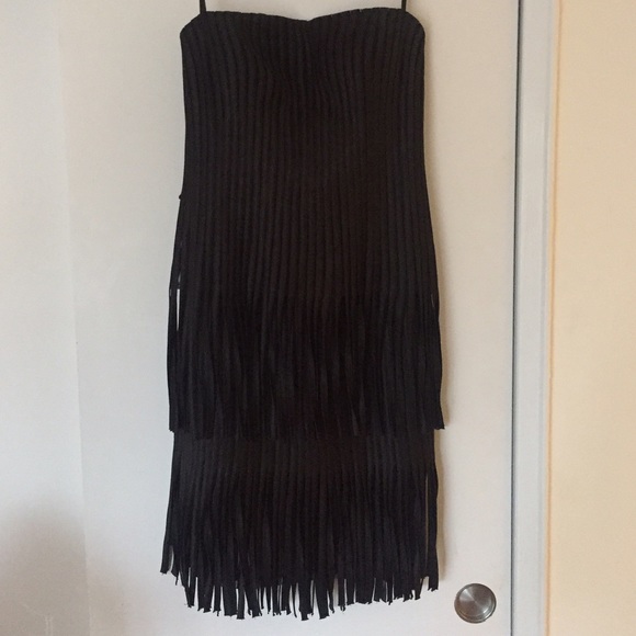 Strapless fringe dress