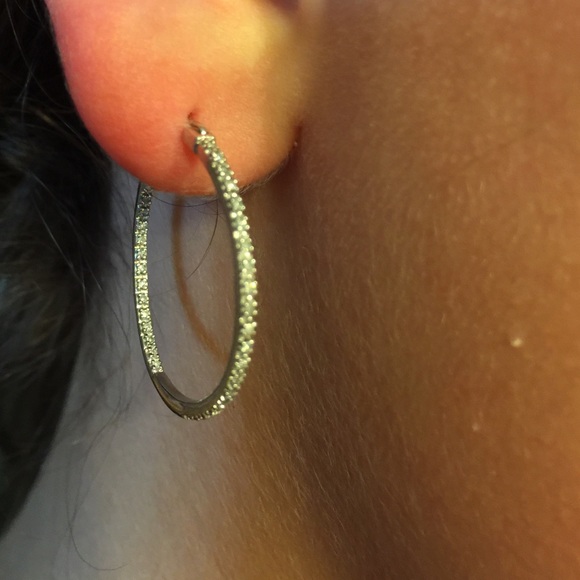 Authentic diamond earrings hoops