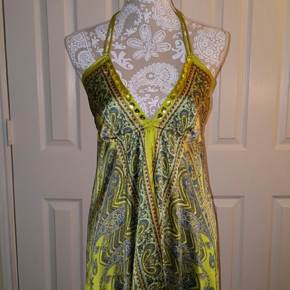 Green parsley print dress