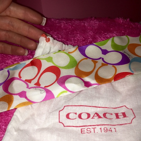 Coach Signature Scarf & Pony. Rare & Vibrant!!NWOT - Picture 3 of 3