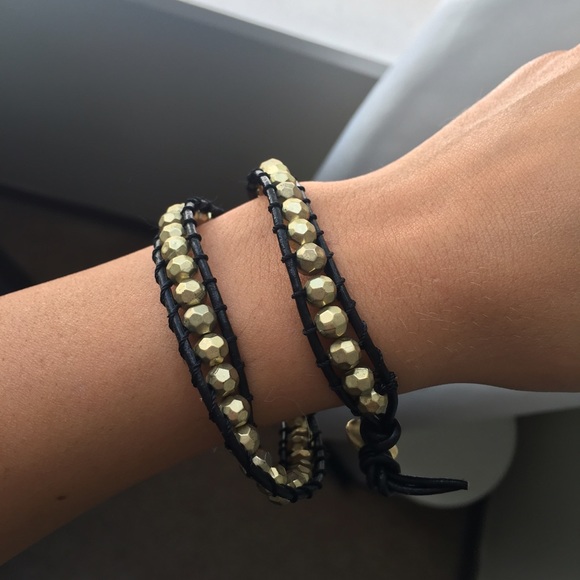 Jewelry - Gold and black wrap bracelet