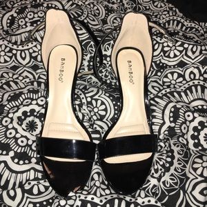 black ankle strap heels