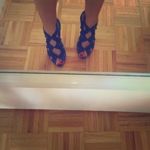 Zara Cobalt Blue Caged Booties