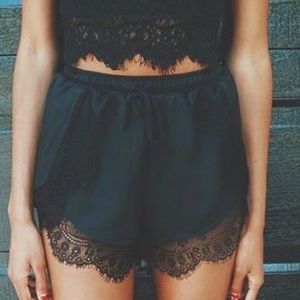 Black lace shorts