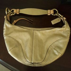 Coach Gold leather mini hobo