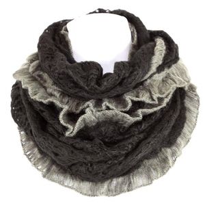 B13 2 Tone Black & Gray Ruffle Infinity Scarf B13 2 Tone Black & Gray Ruffle Infinity Scarf