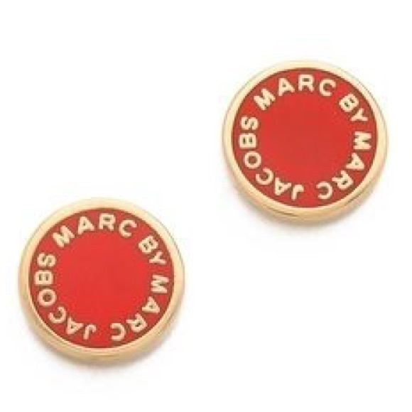 Marc by Marc Jacobs Red Logo Stud Earrings