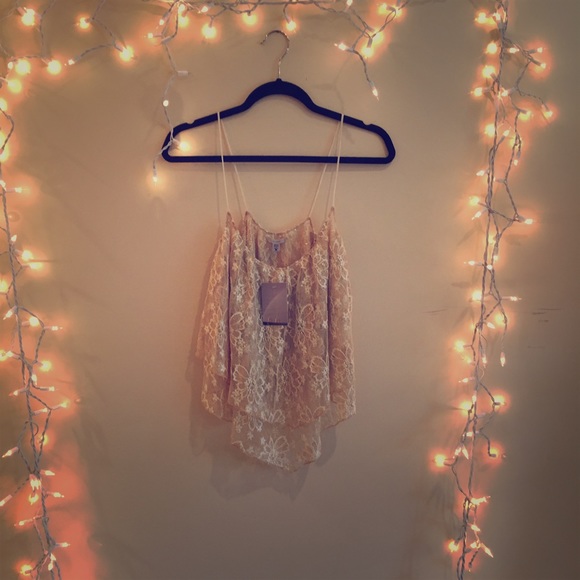 Urban Outfitters Gold Lace Croptop (Size: M)
