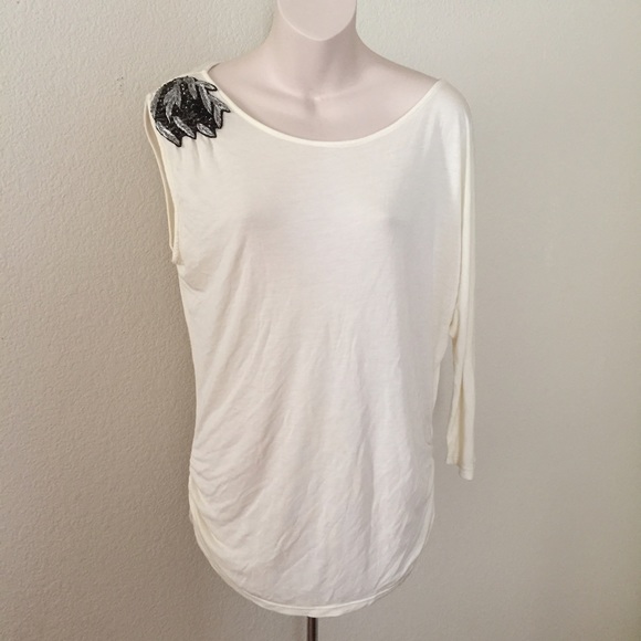Young Fabulous & Broke Tops - Young Fabulous & Broke Beaded One sleeve Shirt M