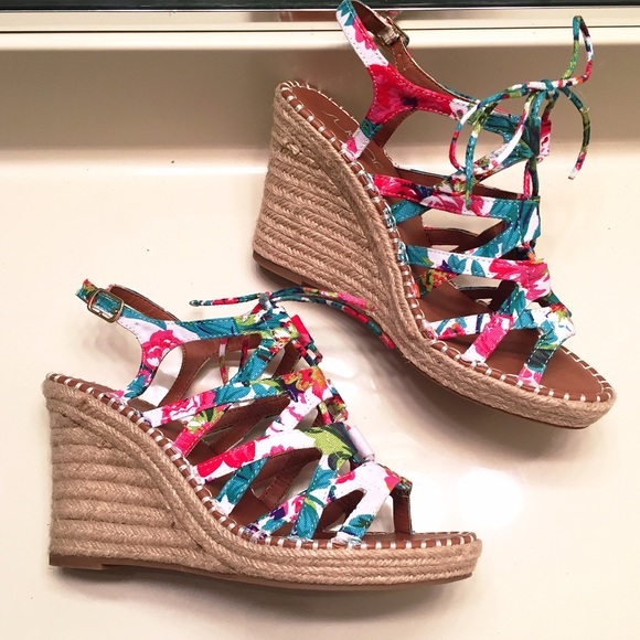 Sugar Shoes - 🚫SOLD🚫 NEW [Sugar] rainbow floral rope wedges