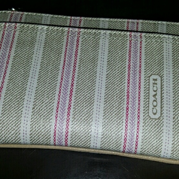 Coach Handbags - NWT Coach Brand Pink Striped Wristlet