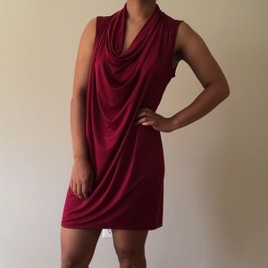 Wine Colored Cowl Neck Dress