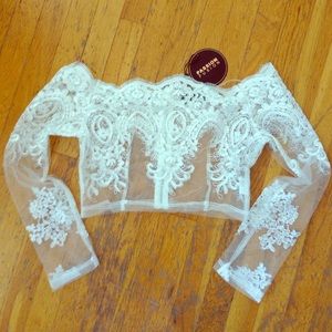 Lace crop top white with mesh size Small