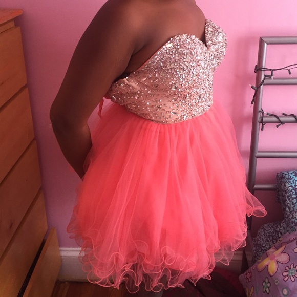 Beautiful salmon and tan beaded dress