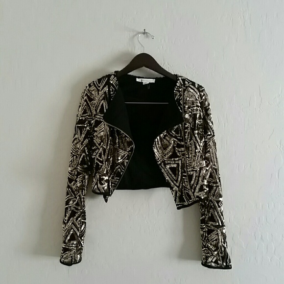 Black and gold Sequin crop jacket