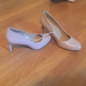 Nude patten pumps