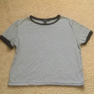Black and White Striped Forever 21 Crop Top Ringer