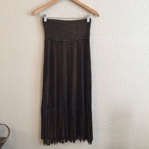 Fringe midi skirt