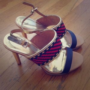 COACH high heels in blue red gold size 8.5