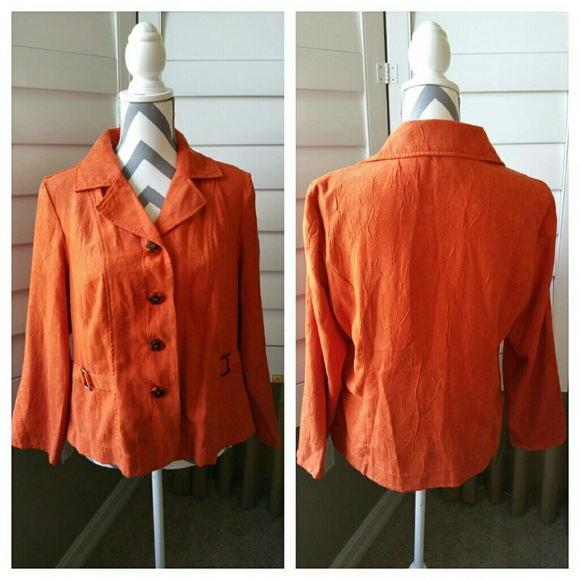 Orange Textured Blazer Jacket - Picture 1 of 4
