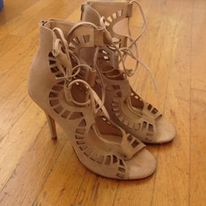 Cut out heels in tan size 8