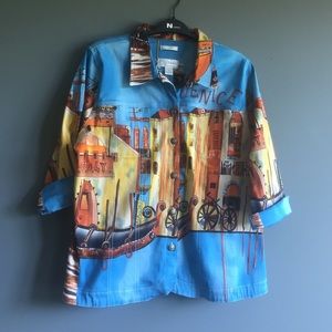 Three quarter length, Venice themed button down!