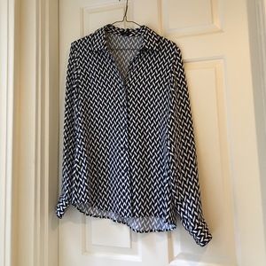 Theory black and white silk blouse- Size Small