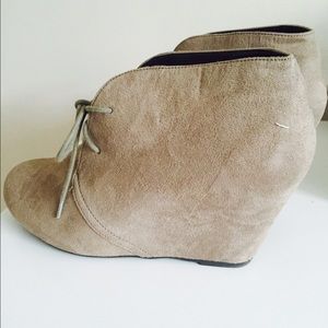 Suede Lace Up Wedge Heel