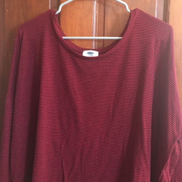 Old Navy boxy style top, red with black stripes.