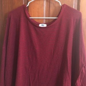 Old Navy boxy style top, red with black stripes.