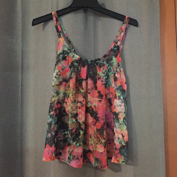 Sheer floral tank top.