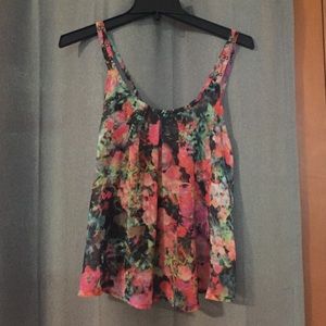Sheer floral tank top.