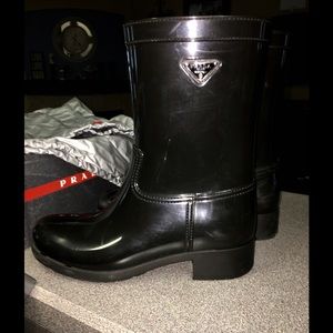 Prada Black Rain Boots