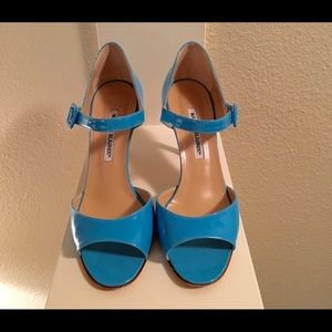 Manolo Blahnik Open-Toed Mary Jane Sky Blue Size39